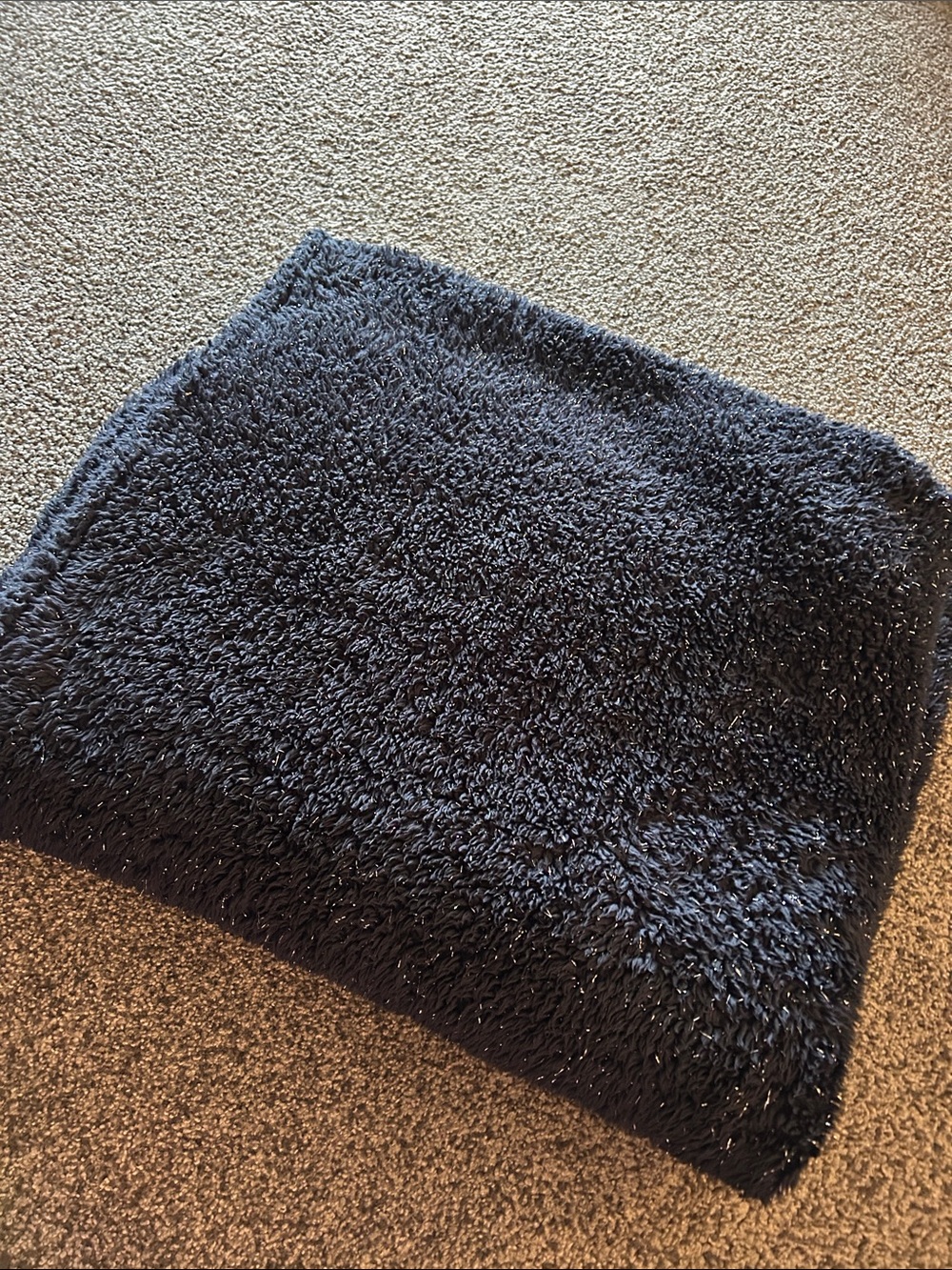 Vera Bradley Navy Plush Blanket with Silver Accents